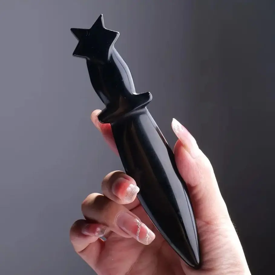 Natural Obsidian Handcrafted Statue Dagger Crystal Polished Raw Stone Model Knife Figurine for Living Room Decor Birthday Gift
Natural Obsidian Handcrafted Statue Dagger Crystal Polished Raw Stone Model Knife Figurine for Living Room Decor Birthday Gift