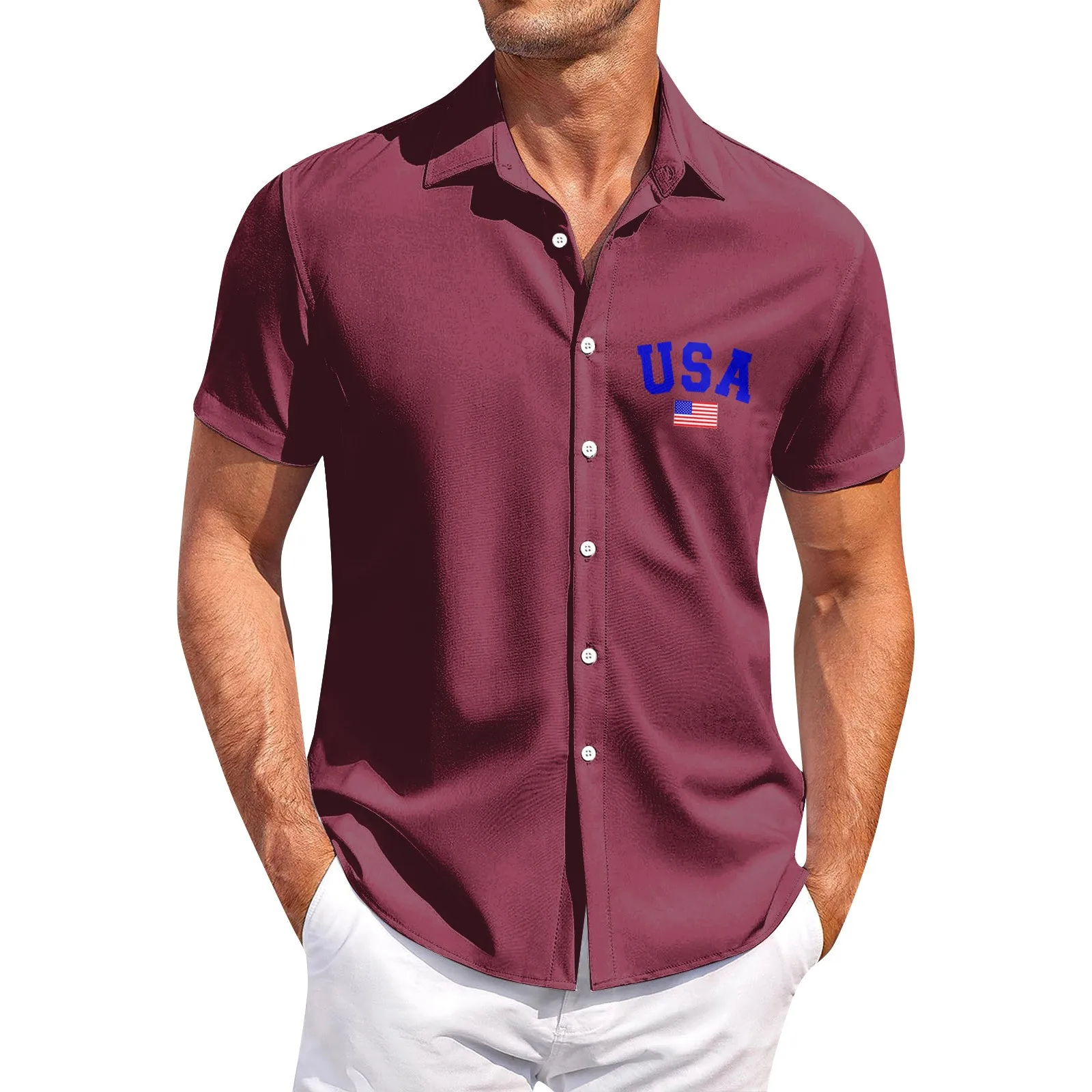 Casual Shirts For Man Independence Day Printed Short-Sleeved Shirt For Slimming Fashion Men'S Clothing Solid Color Polo Shirt
Casual Shirts For Man Independence Day Printed Short-Sleeved Shirt For Slimming Fashion Men'S Clothing Solid Color Polo Shirt