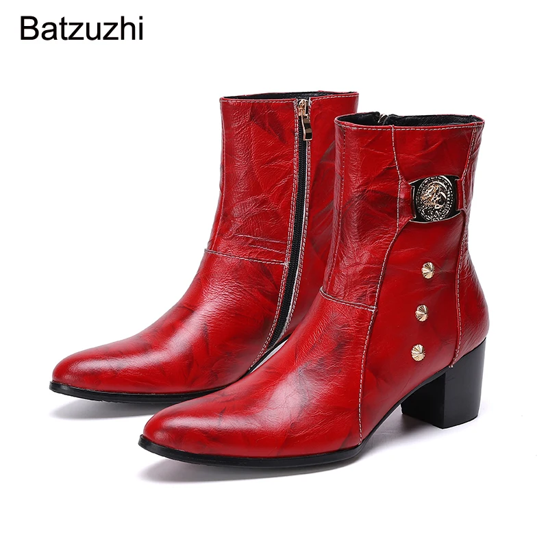 Batzuzhi New Men Boots 7cm High Heels Genuine Leather Boots Men Black/Red Knight Botas Hombre for Party/Wedding! Big Size 38-46
Batzuzhi New Men Boots 7cm High Heels Genuine Leather Boots Men Black/Red Knight Botas Hombre for Party/Wedding! Big Size 38-46