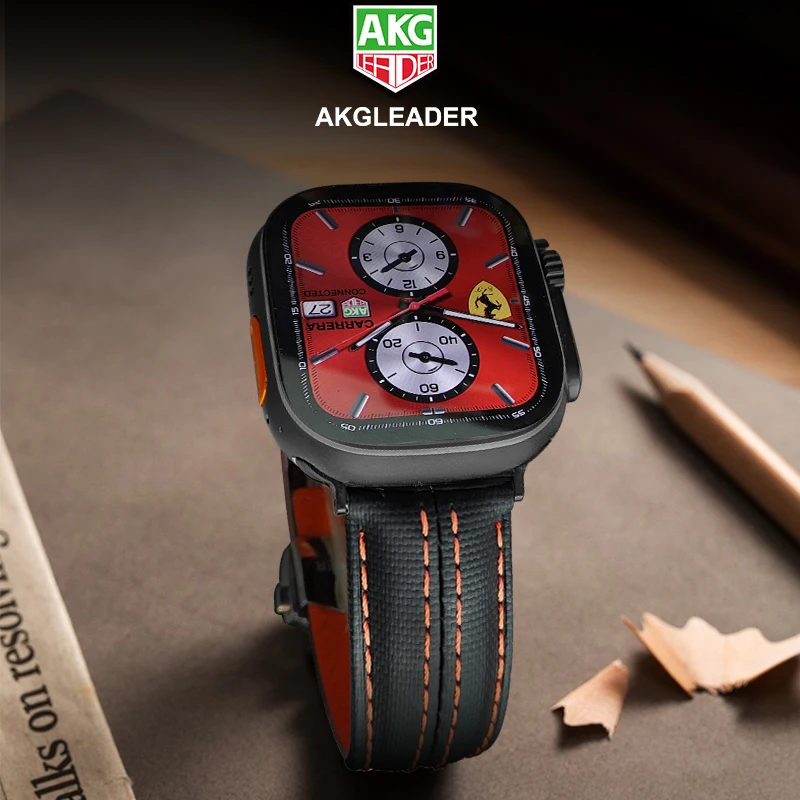 AKGLEADER Woven pattern head layer cowhide leather watch band for Apple Watch Ultra 2/1 45mm strap for Ultra 9 42 44mm bands
AKGLEADER Woven pattern head layer cowhide leather watch band for Apple Watch Ultra 2/1 45mm strap for Ultra 9 42 44mm bands