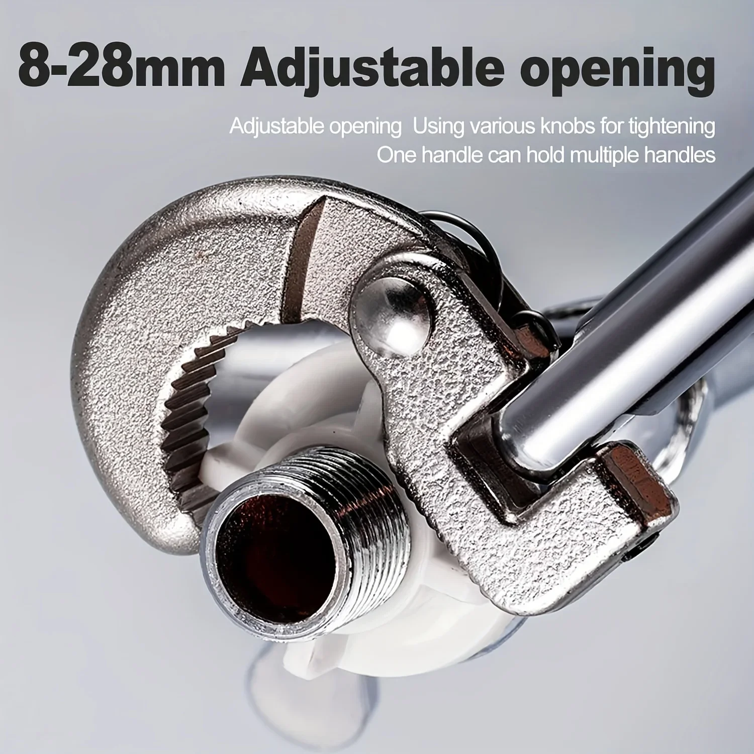 Multi-Functional Adjustable Head Sink Wrench, Metal Mechanical Plumbing Tool for Faucet, Bathroom Pipe, and Drain Installation
Multi-Functional Adjustable Head Sink Wrench, Metal Mechanical Plumbing Tool for Faucet, Bathroom Pipe, and Drain Installation