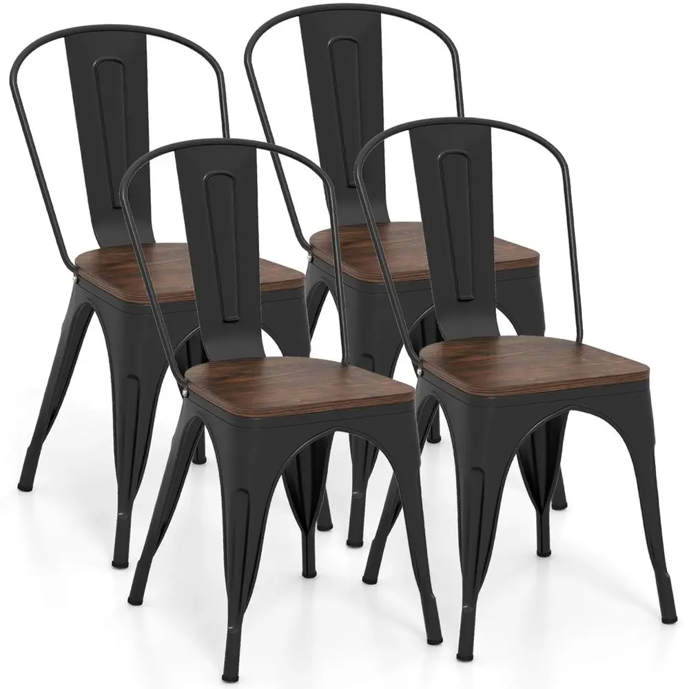 18 Inch Dining Chair Set of 4, Industrial Vintage Stackable Metal Chairs, Counter Bar Chairs with High Backrest, Wood Seat, for
18 Inch Dining Chair Set of 4, Industrial Vintage Stackable Metal Chairs, Counter Bar Chairs with High Backrest, Wood Seat, for