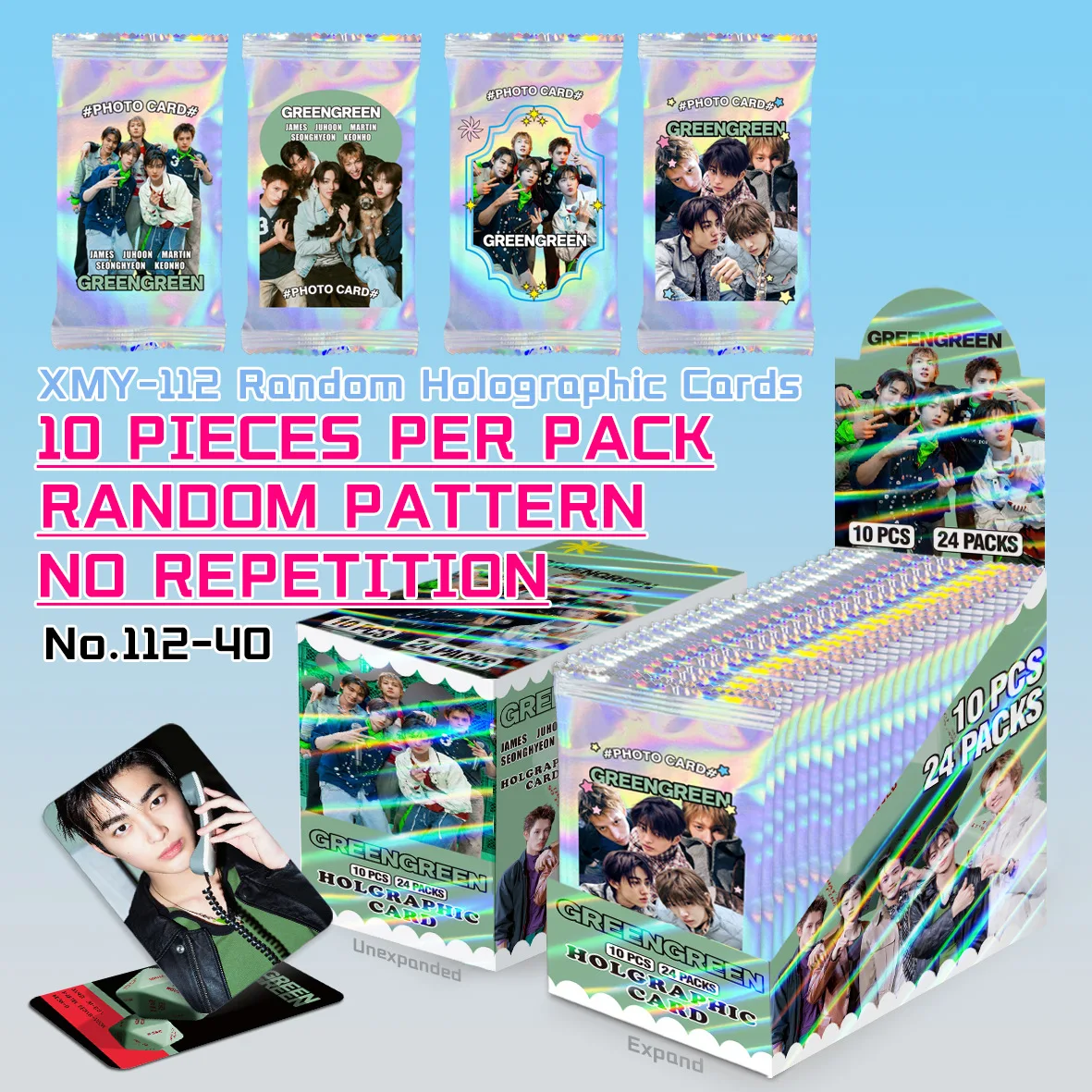 NEW Kpop Random 10PCS holographic Blind PC,candy pack photocards pulls,album GREENGREEN,Cortis,Martin James Juhoon,REDRED,TNT
NEW Kpop Random 10PCS holographic Blind PC,candy pack photocards pulls,album GREENGREEN,Cortis,Martin James Juhoon,REDRED,TNT