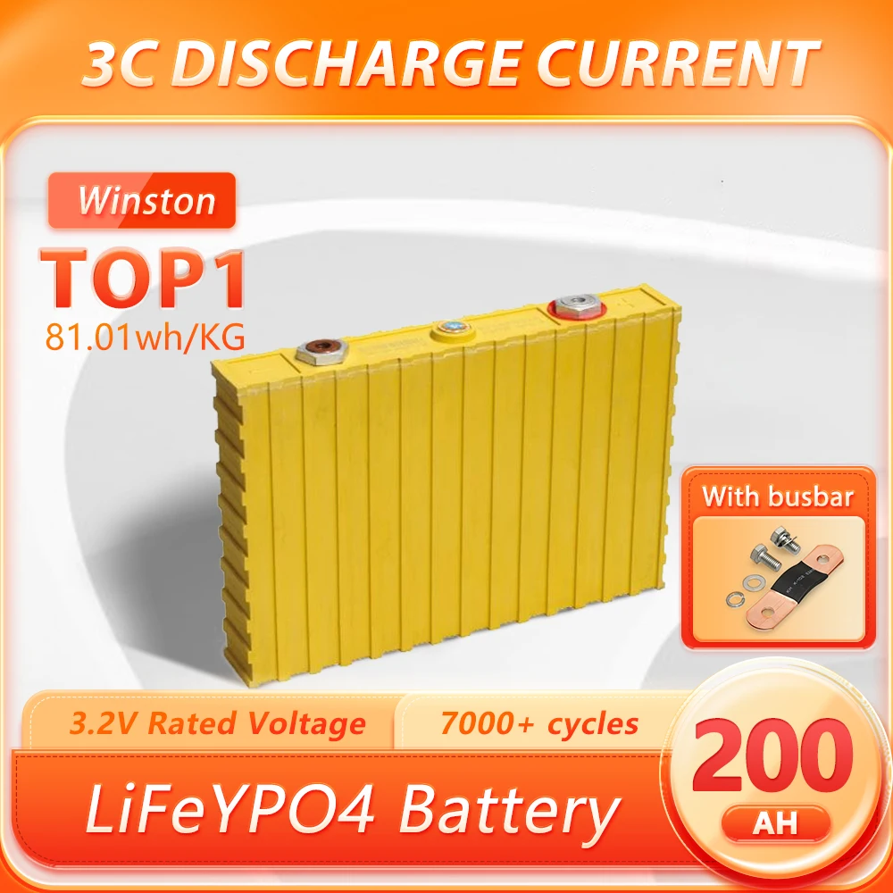 Winston Battery 200Ah LifePO4 Rechargeable for 12V 24V 48V Battery Pack for Solar Energy Storage System Power Storage EV Car
Winston Battery 200Ah LifePO4 Rechargeable for 12V 24V 48V Battery Pack for Solar Energy Storage System Power Storage EV Car