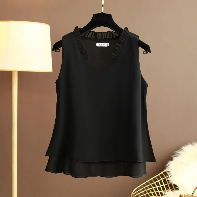 Plus Size Halter Top Chiffon Blouse Sleeveless Ruffle V-Neck Loose Flowy Summer Elegant Tunic Layering Top Ladies 5XL BANERDANNI
Plus Size Halter Top Chiffon Blouse Sleeveless Ruffle V-Neck Loose Flowy Summer Elegant Tunic Layering Top Ladies 5XL BANERDANNI