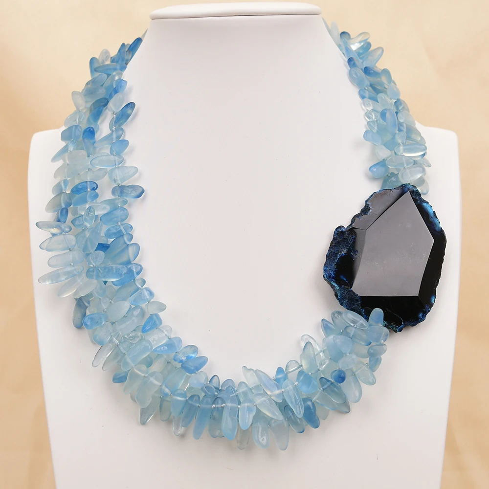 G-G 20" 4 Rows Natural Top-Drilled Blue Aquamarine Agate Slice Necklace Multi Strands Jewelry For Women
G-G 20" 4 Rows Natural Top-Drilled Blue Aquamarine Agate Slice Necklace Multi Strands Jewelry For Women