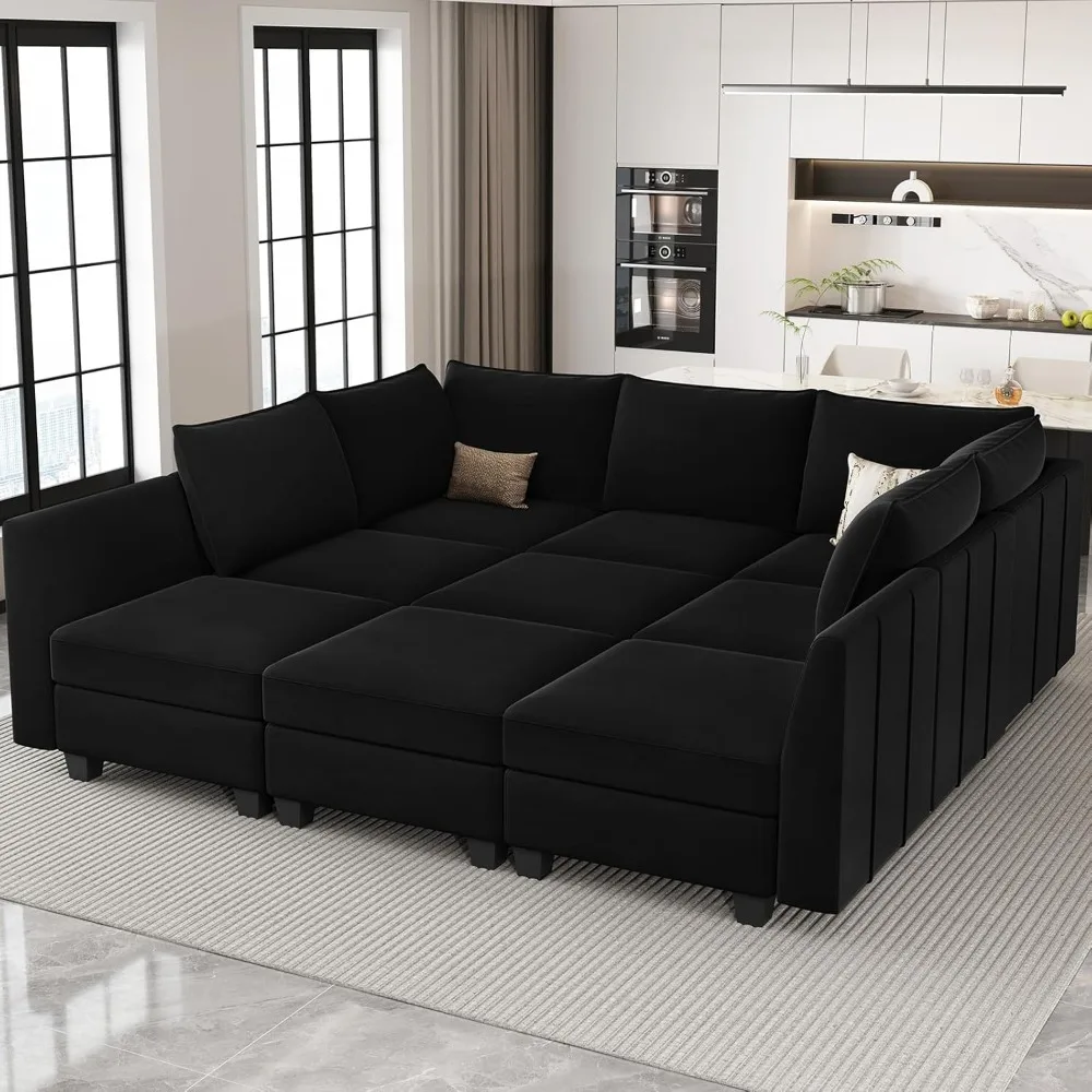 Large Modular Sectional Sofa Sleeper Couch with Storage Velvet Sectional Sofa Bed for Living Room, 9 Seats
Large Modular Sectional Sofa Sleeper Couch with Storage Velvet Sectional Sofa Bed for Living Room, 9 Seats