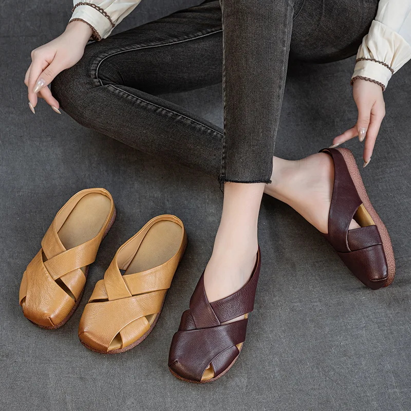 CICIYANG Women's Retro Slippers Genuine Leather 2026 Summer New Flat Protect Toes Soft Sole Beach Slippers for Female Handmade
CICIYANG Women's Retro Slippers Genuine Leather 2026 Summer New Flat Protect Toes Soft Sole Beach Slippers for Female Handmade