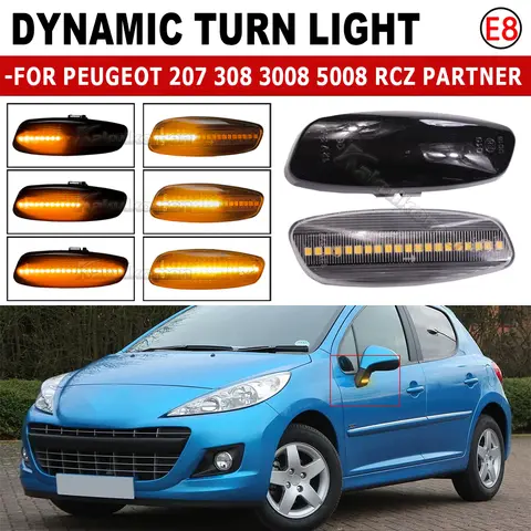 LED Dynamic Turn Signal Light Flashing Side Mirror Lamp Blinker Amber For Citroen C4 Picasso C3 C5 DS4 Peugeot 308 207 3008 5008