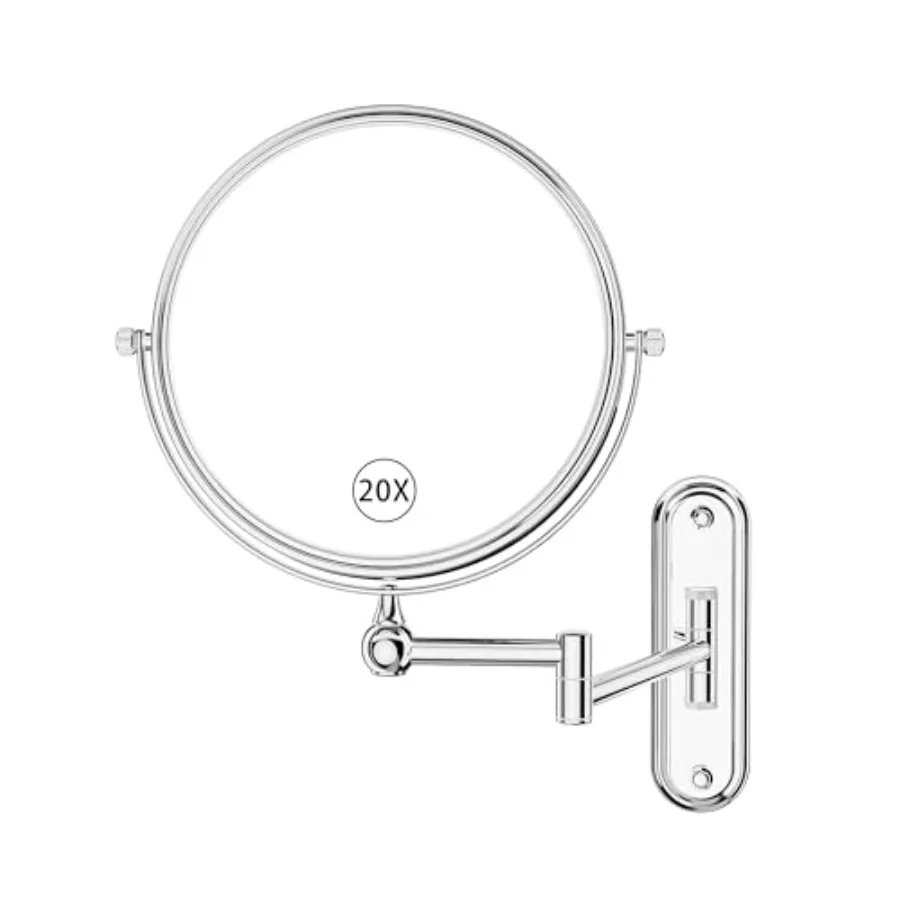 GURUN 8-Inch Wall Mount Makeup Mirror with 20X Magnification for Bathroom - 360° Rotation and Extended Arm Chrome Dual-Sided Ba
GURUN 8-Inch Wall Mount Makeup Mirror with 20X Magnification for Bathroom - 360° Rotation and Extended Arm Chrome Dual-Sided Ba