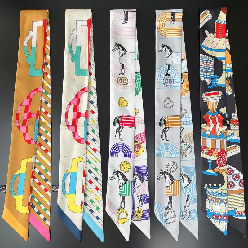 Осень и зима, новый женский саржевый шарф с принтом головы лошади, маленький шелковый шарф, женская завязанная сумка, лента с ручкой, повязка на голову, шарф
Осень и зима, новый женский саржевый шарф с принтом головы лошади, маленький шелковый шарф, женская завязанная сумка, лента с ручкой, повязка на голову, шарф