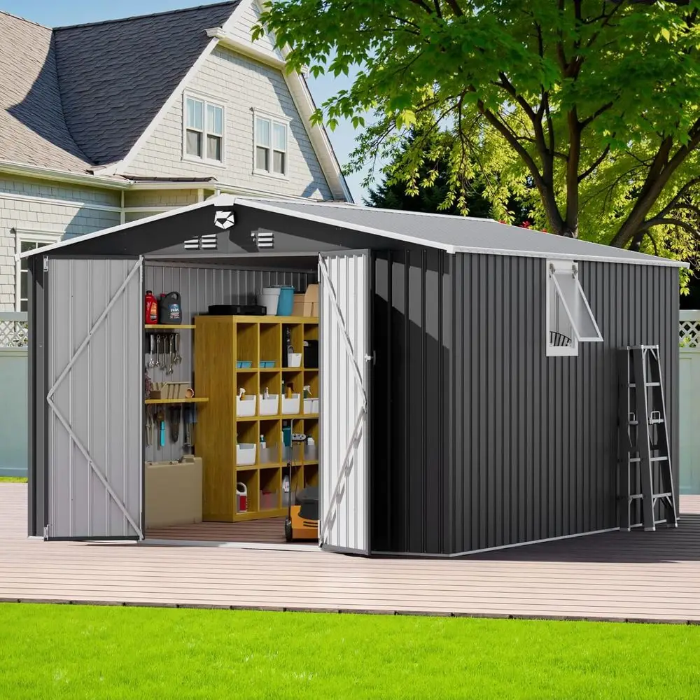 10x12 Outdoor Metal Storage Shed with Lock, Vented Window, Waterproof for Patio and Backyard
10x12 Outdoor Metal Storage Shed with Lock, Vented Window, Waterproof for Patio and Backyard