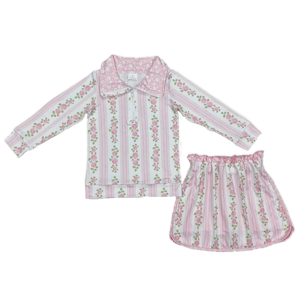 GLD1002 Baby Girls Skirt Sets Pink stripe floral pullover skirt kids girls clothing set
GLD1002 Baby Girls Skirt Sets Pink stripe floral pullover skirt kids girls clothing set