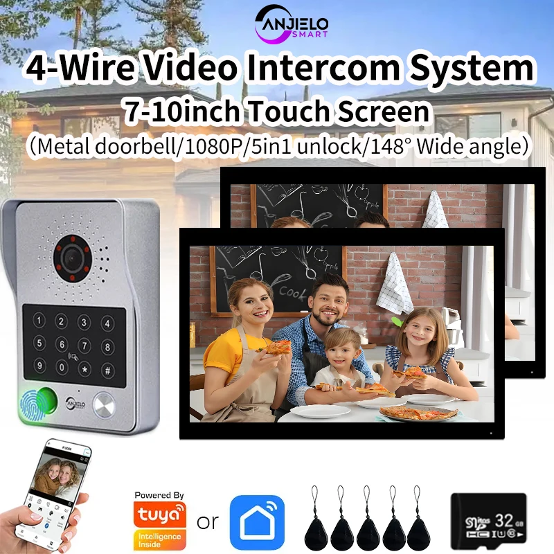 ANJIELO tuya smart video phone video intercom with motion detector 1080P fingerprint 5in1 unlocking system video doorbell camera
ANJIELO tuya smart video phone video intercom with motion detector 1080P fingerprint 5in1 unlocking system video doorbell camera