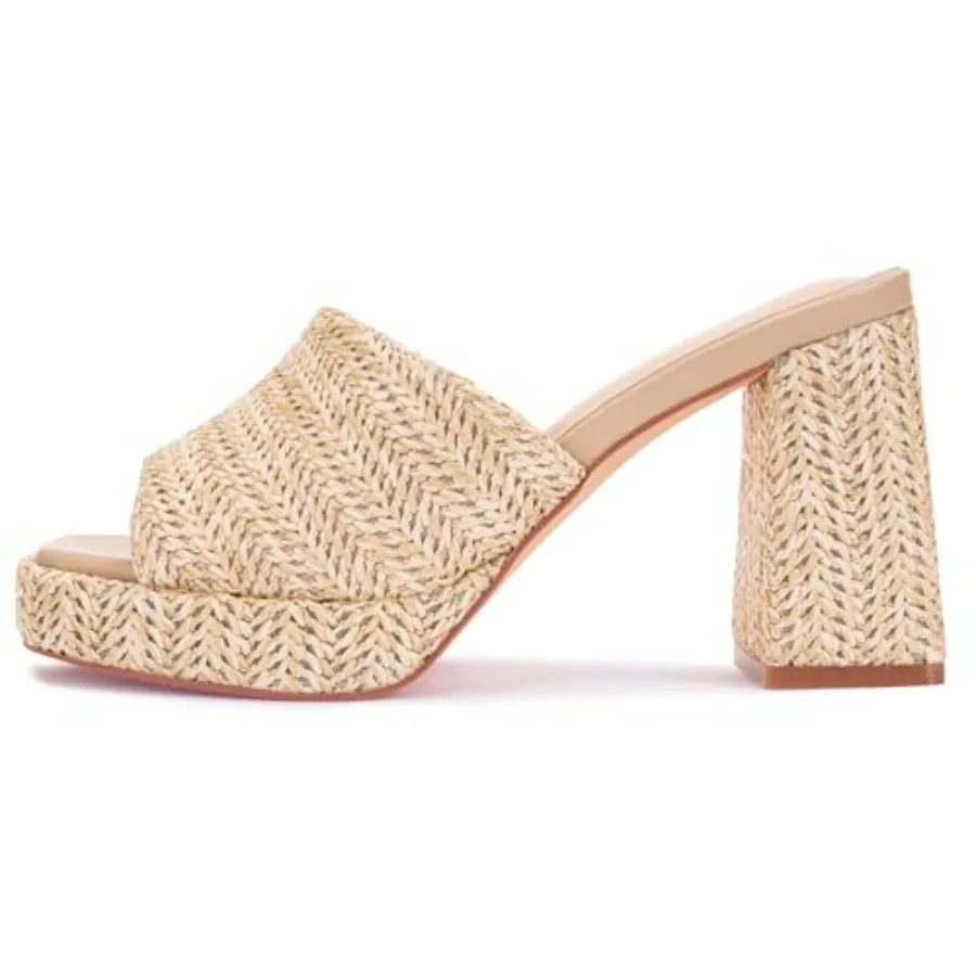 Monrovia Raffia Heeled Sandals for Women Platform Wedge Slip On Block Heel, Dressy Summer Open Toe Chunky High Heel Vacation Be
Monrovia Raffia Heeled Sandals for Women Platform Wedge Slip On Block Heel, Dressy Summer Open Toe Chunky High Heel Vacation Be