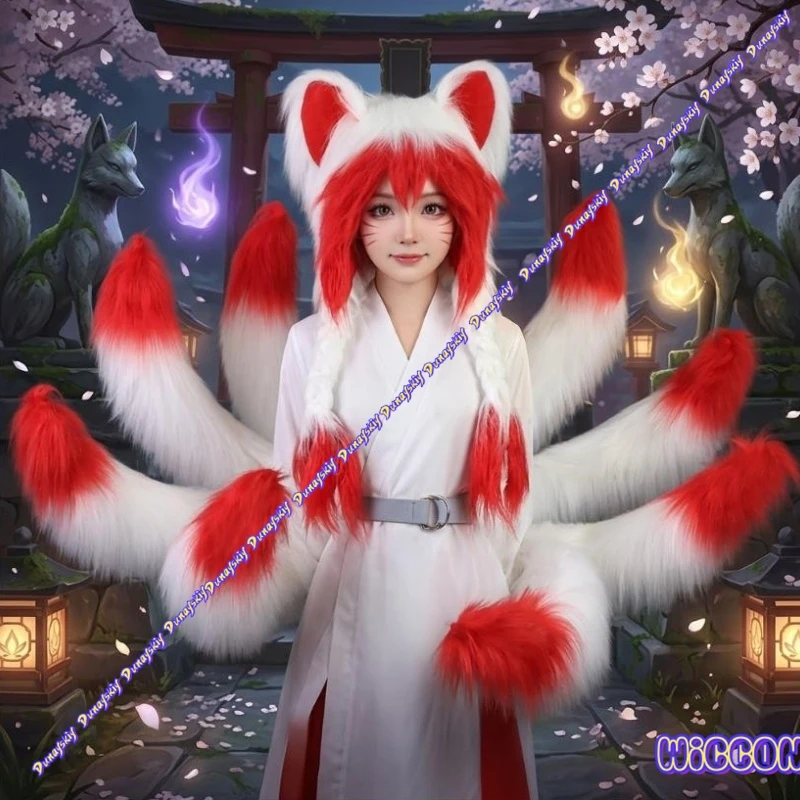 Game Ahri Cosplay Prop White Red Tail and Ears Anime Daji Nine-tailed Fox Roleplay Fox Tail Halloween Party Accessories
Game Ahri Cosplay Prop White Red Tail and Ears Anime Daji Nine-tailed Fox Roleplay Fox Tail Halloween Party Accessories