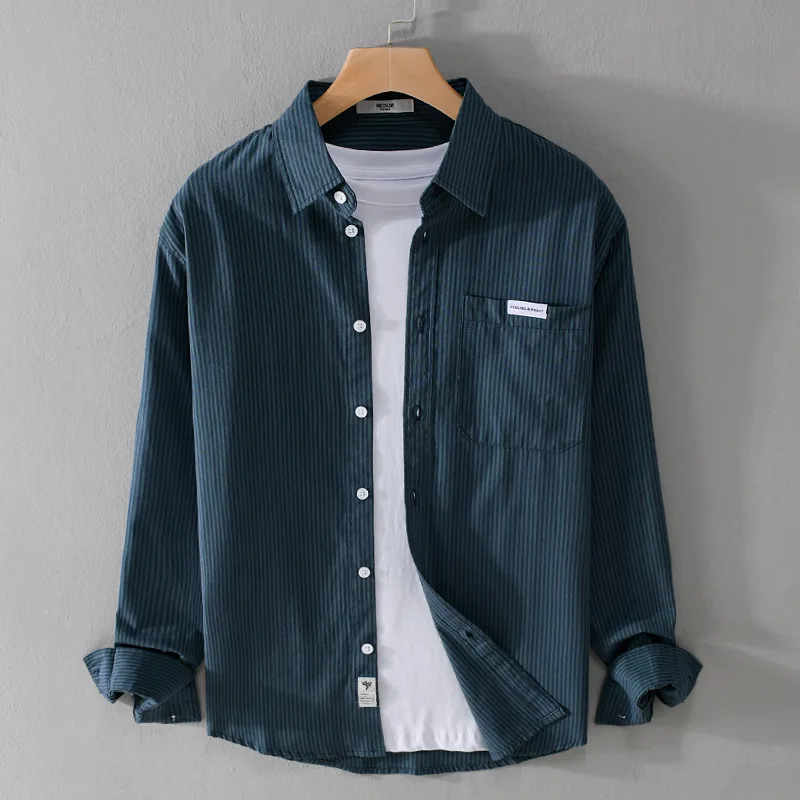 Korean Fashion Striped Long Sleeve Shirt Men Daily Casual Shirts Pocket Button Up Shirt Men Spring Autumn Youth Simple Tops Male
Korean Fashion Striped Long Sleeve Shirt Men Daily Casual Shirts Pocket Button Up Shirt Men Spring Autumn Youth Simple Tops Male