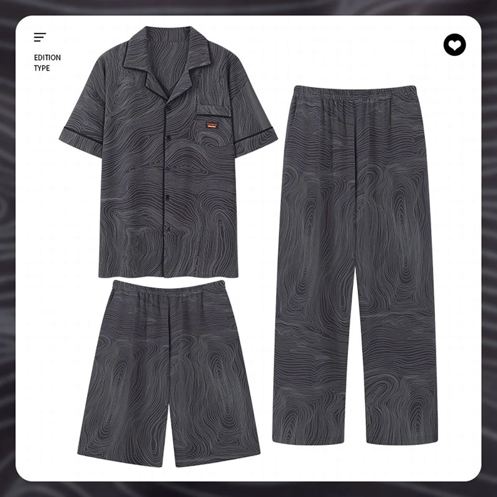 3Pcs Summer Pajamas Man 100% Cotton Men's Set 4XL Fashion Striped Sleepwear+Elastic Waist Shorts+Long Pijama Pants for Sleeping
3Pcs Summer Pajamas Man 100% Cotton Men's Set 4XL Fashion Striped Sleepwear+Elastic Waist Shorts+Long Pijama Pants for Sleeping