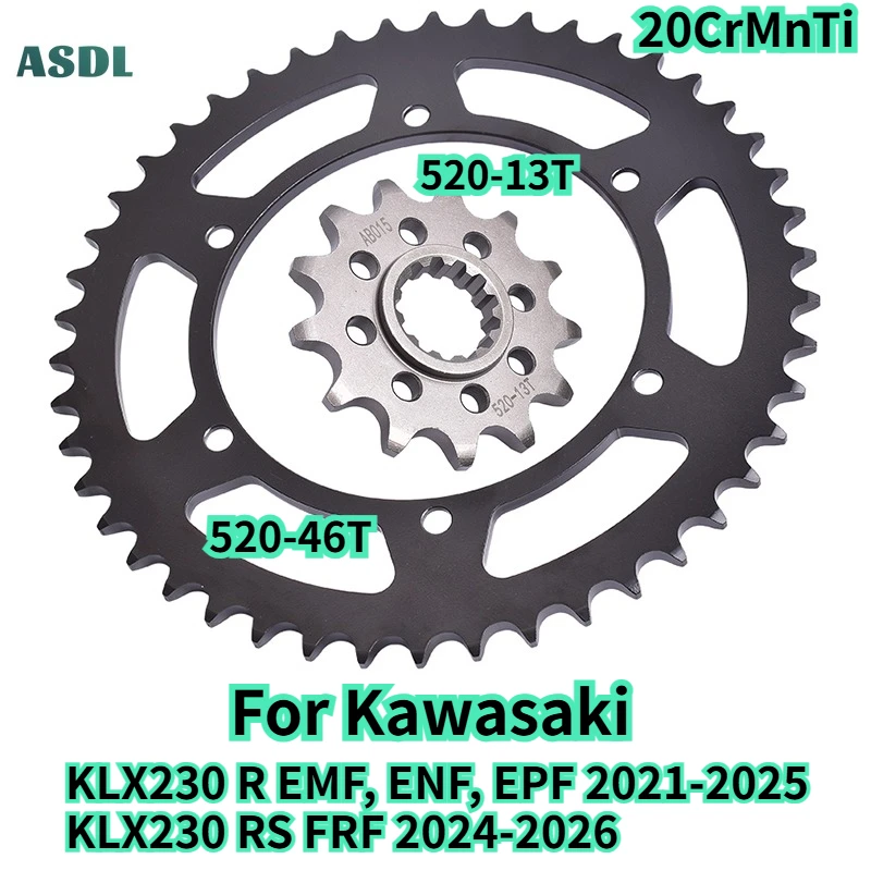 520 46T 13T Front and Rear Sprocket for Kawasaki KLX230 R EMF ENF EPF 2021-2025 KLX 230 RS FRF 2024-2026 Motorcycle Gear Wheel
520 46T 13T Front and Rear Sprocket for Kawasaki KLX230 R EMF ENF EPF 2021-2025 KLX 230 RS FRF 2024-2026 Motorcycle Gear Wheel