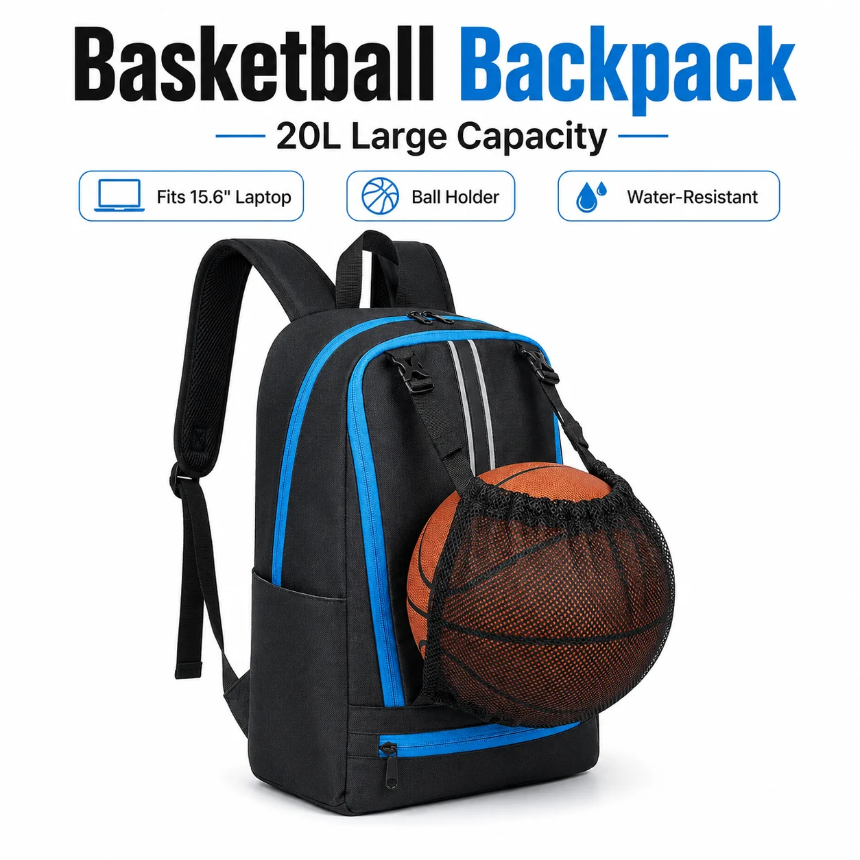 Basketball Backpack with Mesh Ball Holder 20L Large Capacity Laptop Bag for Sports Travel
Basketball Backpack with Mesh Ball Holder 20L Large Capacity Laptop Bag for Sports Travel