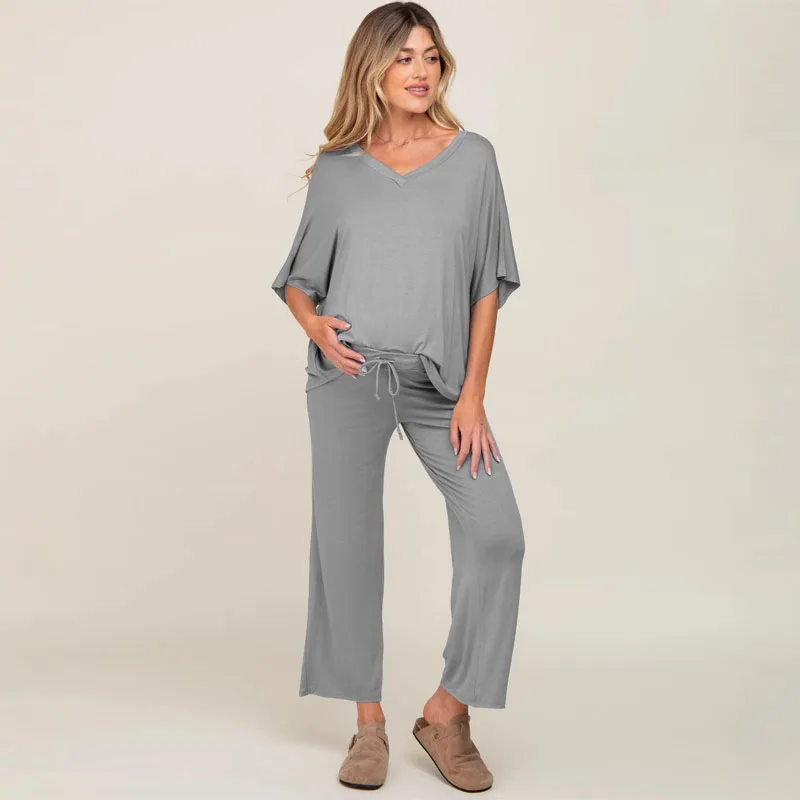 New European and American Pregnant Women Pajams Loose Short Sleeved Pants Casual and Comfortable Maternity Wear Two-piece Set
New European and American Pregnant Women Pajams Loose Short Sleeved Pants Casual and Comfortable Maternity Wear Two-piece Set