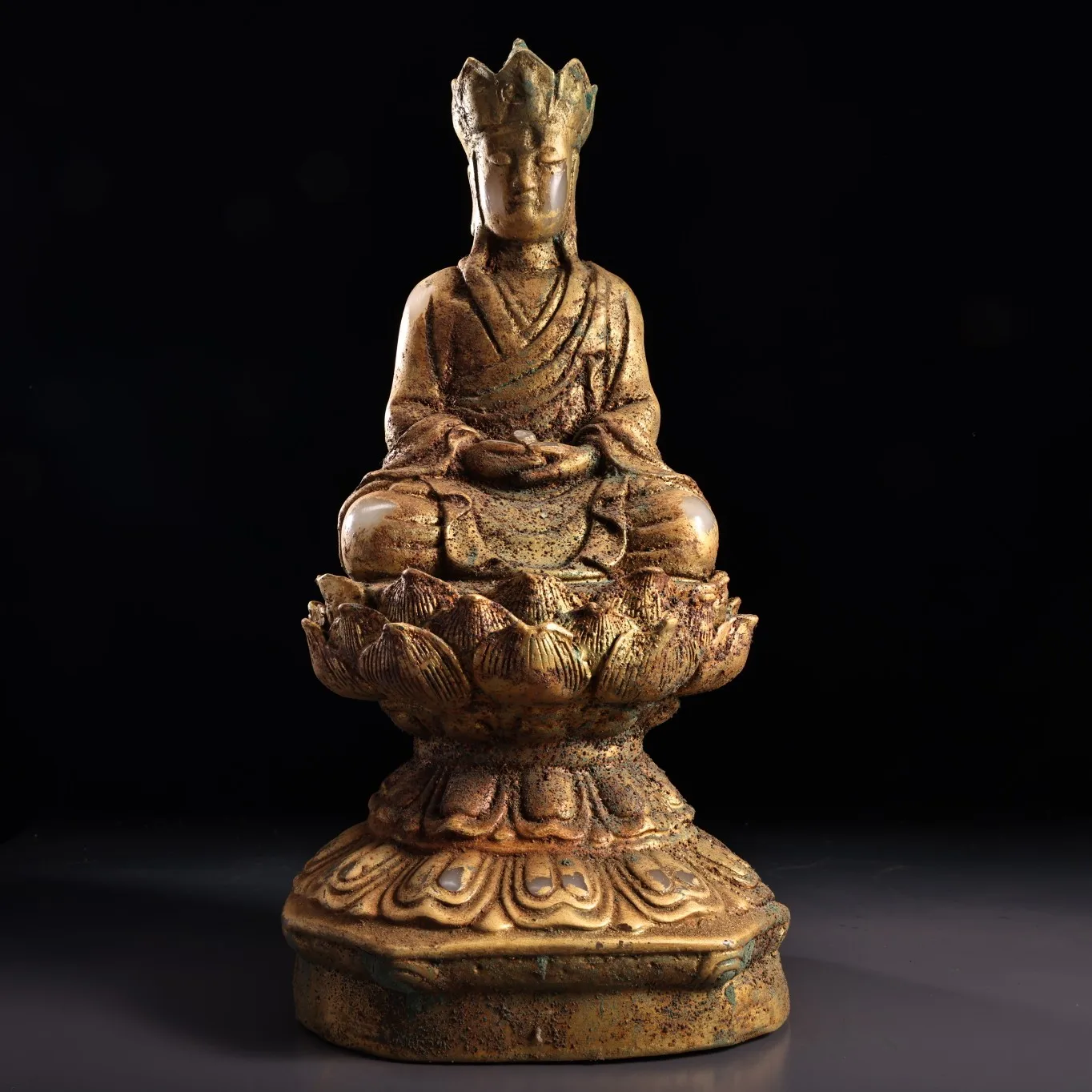 13"Collection Old white jade Gilded Ksitigarbha Bodhisattva Buddha Lotus Buddha Terrace Sitting Buddha Worship Hall Town house
13"Collection Old white jade Gilded Ksitigarbha Bodhisattva Buddha Lotus Buddha Terrace Sitting Buddha Worship Hall Town house