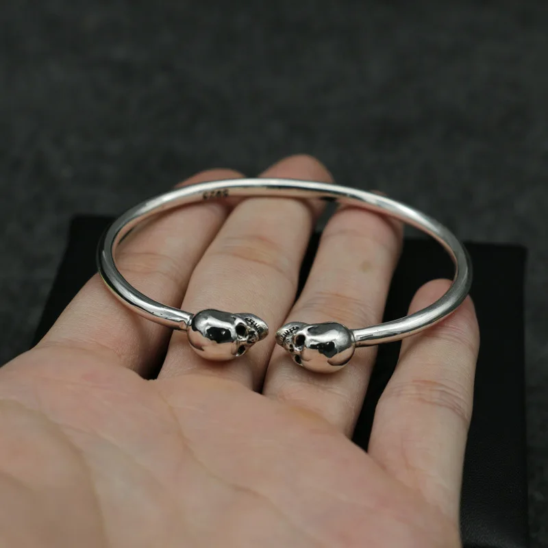 925 sterling silver vintage vintage punk double skull personalized bracelet for men and women
925 sterling silver vintage vintage punk double skull personalized bracelet for men and women