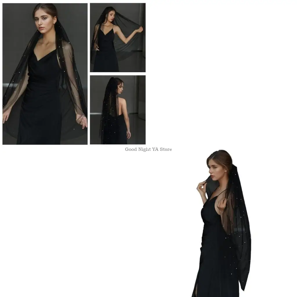 Luxurious Black Bride Veil With Shimmering Rhinestones Fashion Headpiece
Luxurious Black Bride Veil With Shimmering Rhinestones Fashion Headpiece