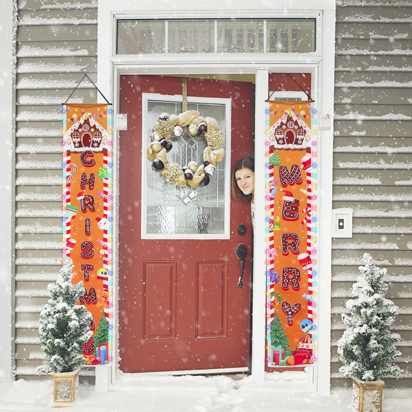 Gingerbics House Hanging Flag Christmas Decor Door Banner Decoration Porch Sign Front Polyester Holiday Banners Cartoon
Gingerbics House Hanging Flag Christmas Decor Door Banner Decoration Porch Sign Front Polyester Holiday Banners Cartoon