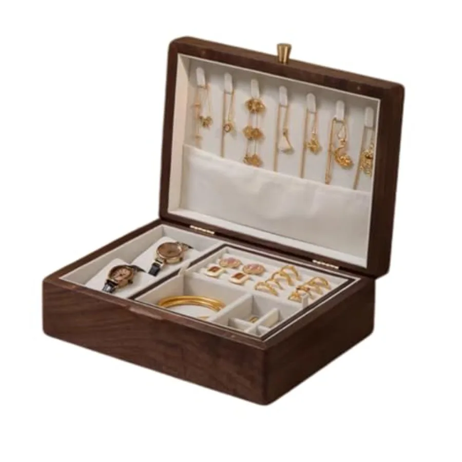 2 Layer Solid Black Walnut Wooden Jewelry Box for Women Wood Vintage Organizer for Men Earrings Rings Necklaces Bracelet Watch
2 Layer Solid Black Walnut Wooden Jewelry Box for Women Wood Vintage Organizer for Men Earrings Rings Necklaces Bracelet Watch