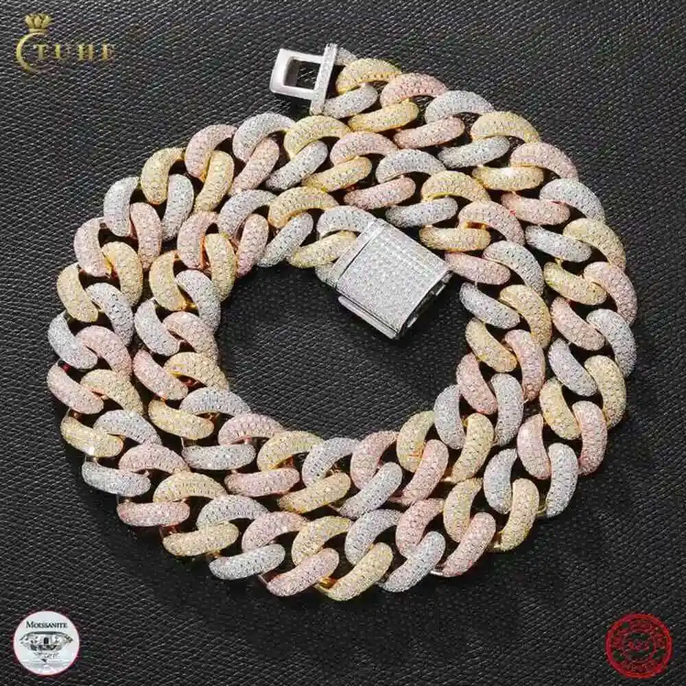Oem Odm Service Fine Jewelry 3 Tones Custom 925 Sterling Silver Vvs Moissanite Iced Out Cuban Link Chain Necklace for Men
Oem Odm Service Fine Jewelry 3 Tones Custom 925 Sterling Silver Vvs Moissanite Iced Out Cuban Link Chain Necklace for Men