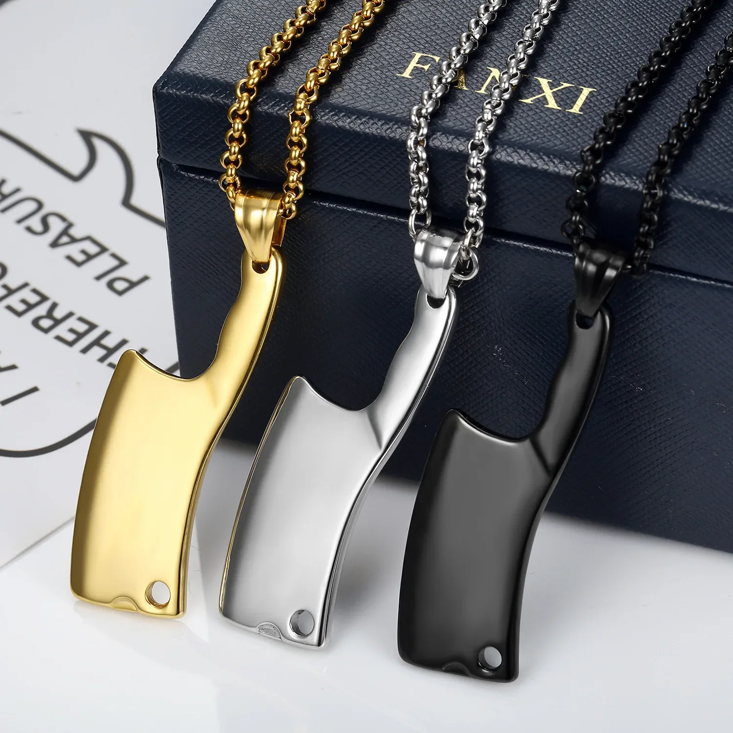 Stainless Steel Kitchen Knife Pendant Stainless Steel Men's Necklace
Stainless Steel Kitchen Knife Pendant Stainless Steel Men's Necklace