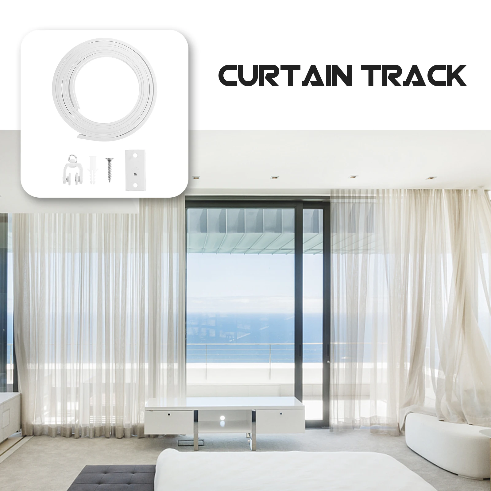Flexible Curtain Track Bendable U Shape Rail For Customizable Home Installation Hooks Kit
Flexible Curtain Track Bendable U Shape Rail For Customizable Home Installation Hooks Kit