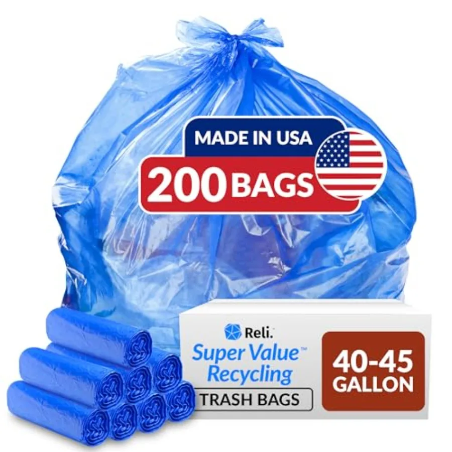 SuperValue 40-45 Gallon Recycling Bags 200 Count Blue Trash Bags Made in the USA
SuperValue 40-45 Gallon Recycling Bags 200 Count Blue Trash Bags Made in the USA