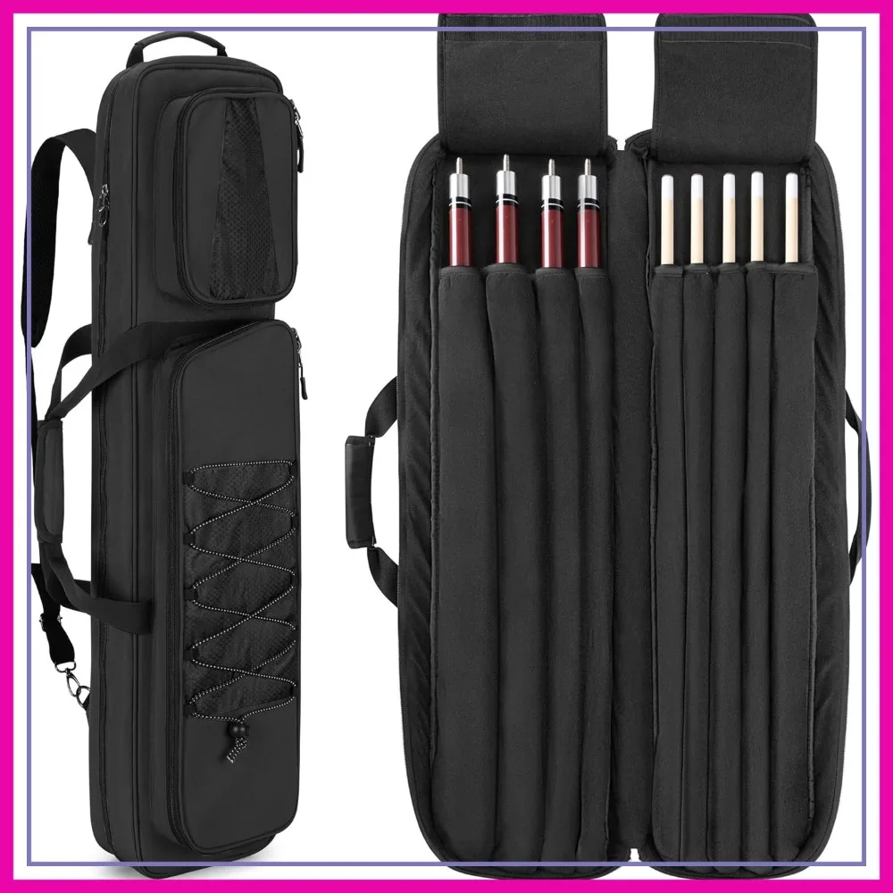 4x5 Pool Cue Case, Billiard Stick Bag Holds 4 Butts & 5 Shafts, Soft Case with Front Pockets & Shoulder Strap
4x5 Pool Cue Case, Billiard Stick Bag Holds 4 Butts & 5 Shafts, Soft Case with Front Pockets & Shoulder Strap