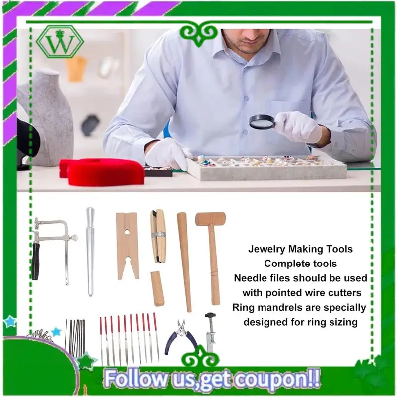 Latest-Jewelry Making Tools For Jewelers Wire Cutters Needle File And Ring Mandrel Kit With Metal Gavel And Wooden Clips
Latest-Jewelry Making Tools For Jewelers Wire Cutters Needle File And Ring Mandrel Kit With Metal Gavel And Wooden Clips
