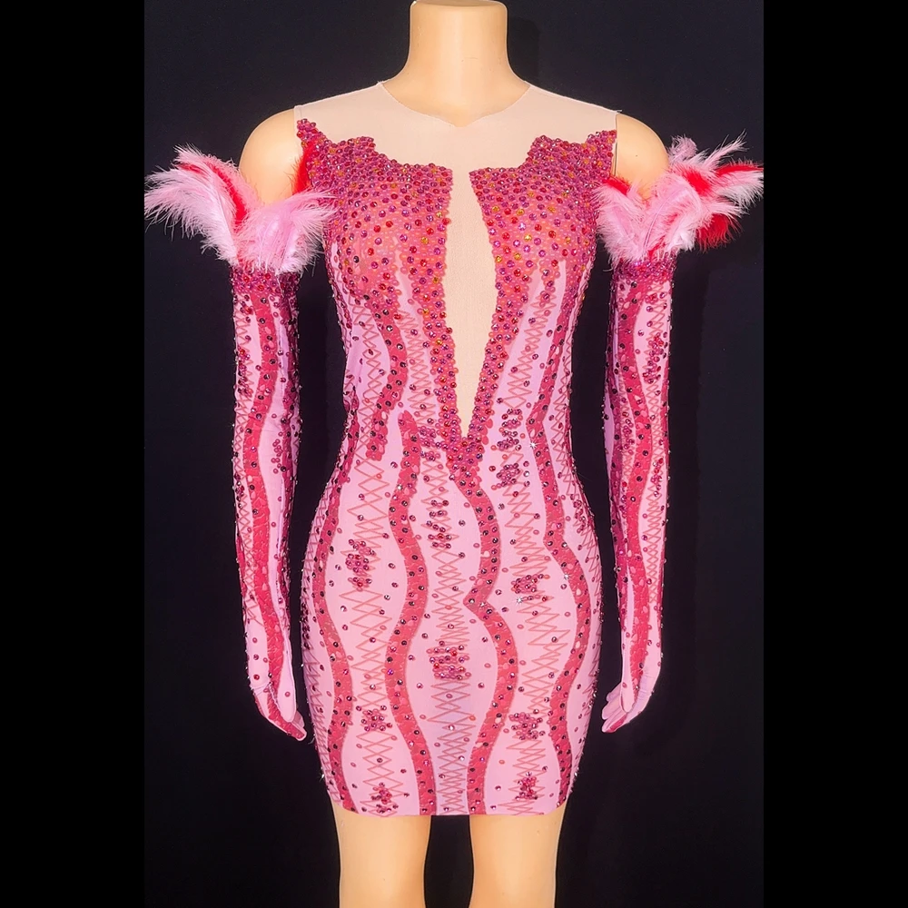 Sexy Evening Prom Celebriate Birthday Dress Gloves Performance Dance Costume Stage Wear Sparkly Rhinestones Feather Short Dress
Sexy Evening Prom Celebriate Birthday Dress Gloves Performance Dance Costume Stage Wear Sparkly Rhinestones Feather Short Dress