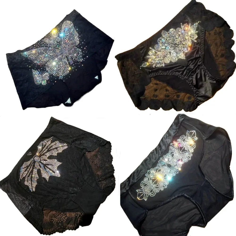 Luxurious Bright Diamond Women's Panties Briefs- Sexy Lace Rhinestone Underpants Hot Elastic High Waist Fat Women's Underwear 2
Luxurious Bright Diamond Women's Panties Briefs- Sexy Lace Rhinestone Underpants Hot Elastic High Waist Fat Women's Underwear 2
