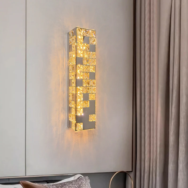 Modern Light Luxury Chrome Crystal Wall Lamp New Living Room Sofa TV Background Wall Lamp Restaurant Master Bedroom Bedside Lamp
Modern Light Luxury Chrome Crystal Wall Lamp New Living Room Sofa TV Background Wall Lamp Restaurant Master Bedroom Bedside Lamp
