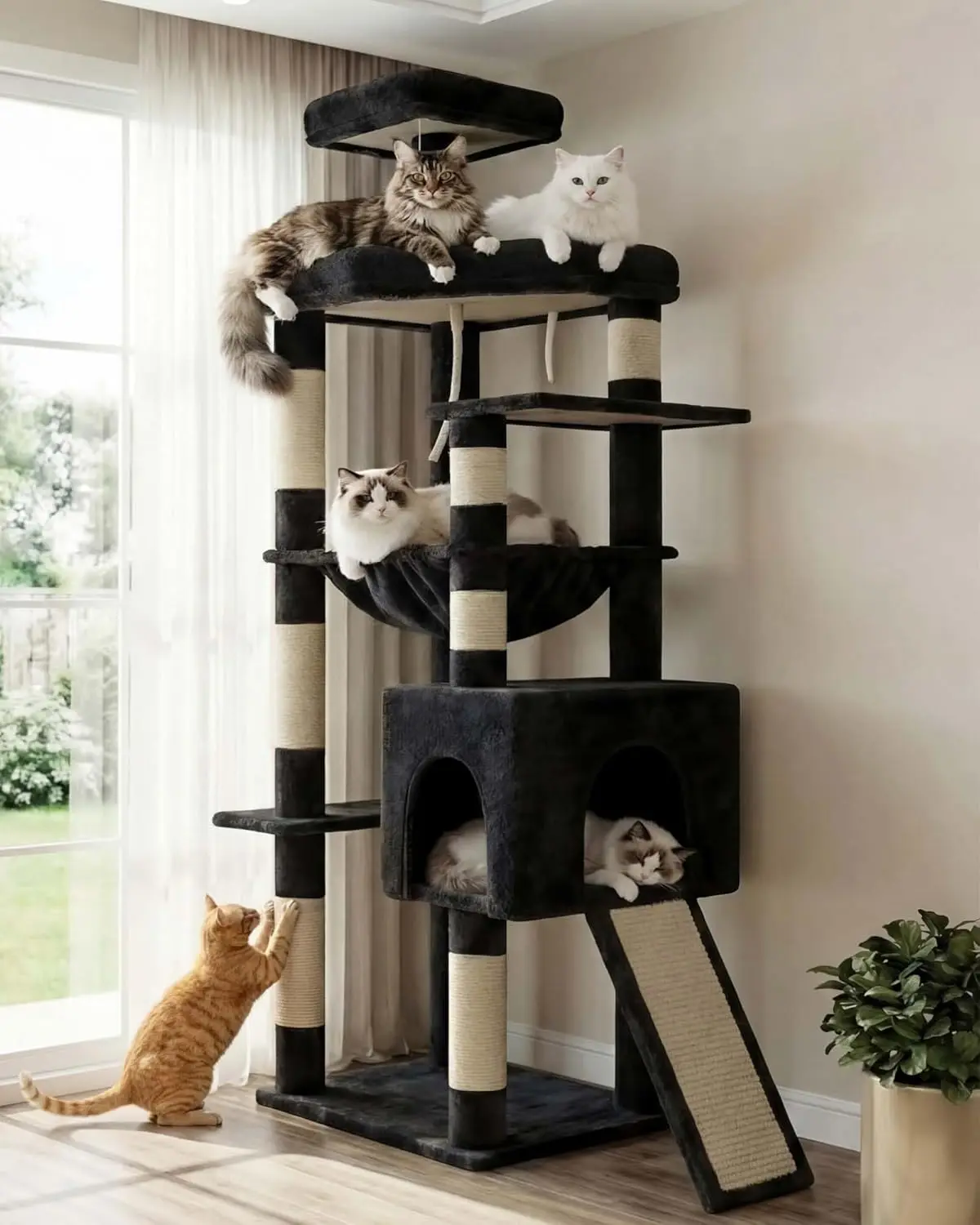 Heavy Duty Cat Tree, 64.2-Inch Tall Tower for Large Indoor Cats with Widened Structure, Cat Furniture
Heavy Duty Cat Tree, 64.2-Inch Tall Tower for Large Indoor Cats with Widened Structure, Cat Furniture