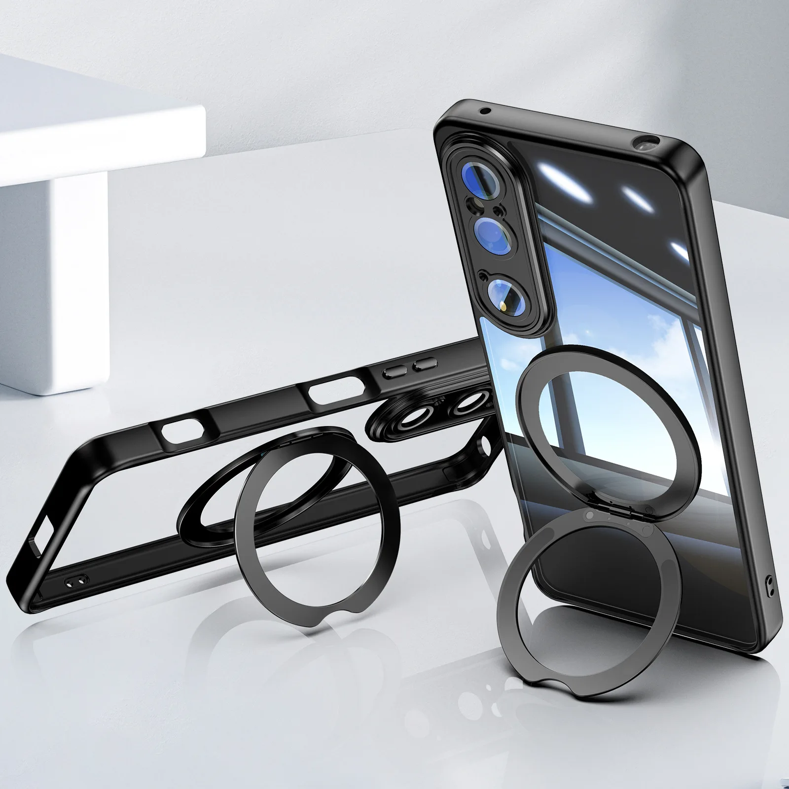 Transparent Plastic for Magsafe Case For Sony Xperia 1 VII VI 10 VI Rotating Metal Ring Holder Bracket Armor PC Back Cover Shell
Transparent Plastic for Magsafe Case For Sony Xperia 1 VII VI 10 VI Rotating Metal Ring Holder Bracket Armor PC Back Cover Shell