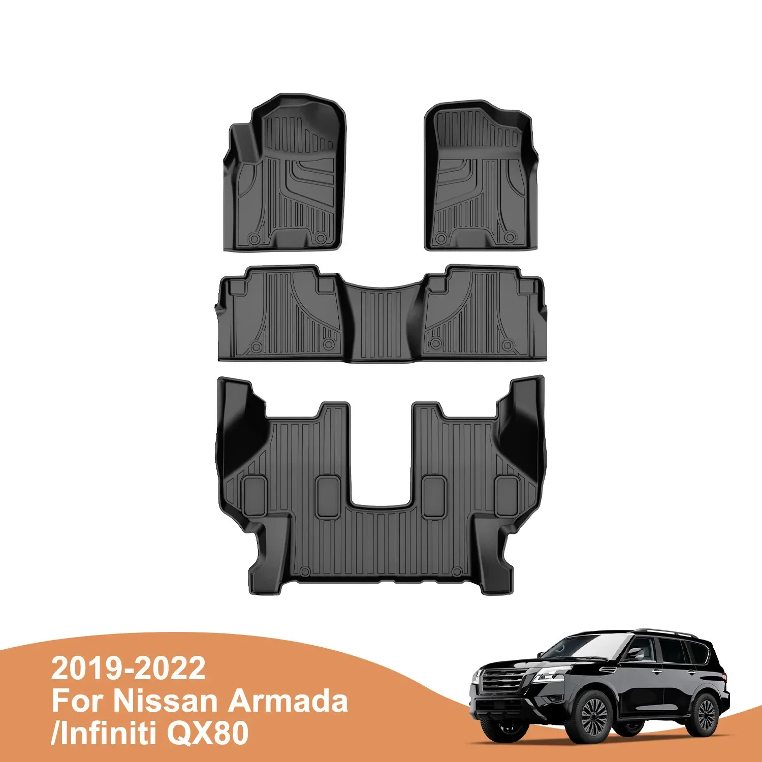 Автомобильные 3D-коврики из TPE для Nissan Armada/Infiniti QX80 2019-2022, всепогодные
Автомобильные 3D-коврики из TPE для Nissan Armada/Infiniti QX80 2019-2022, всепогодные