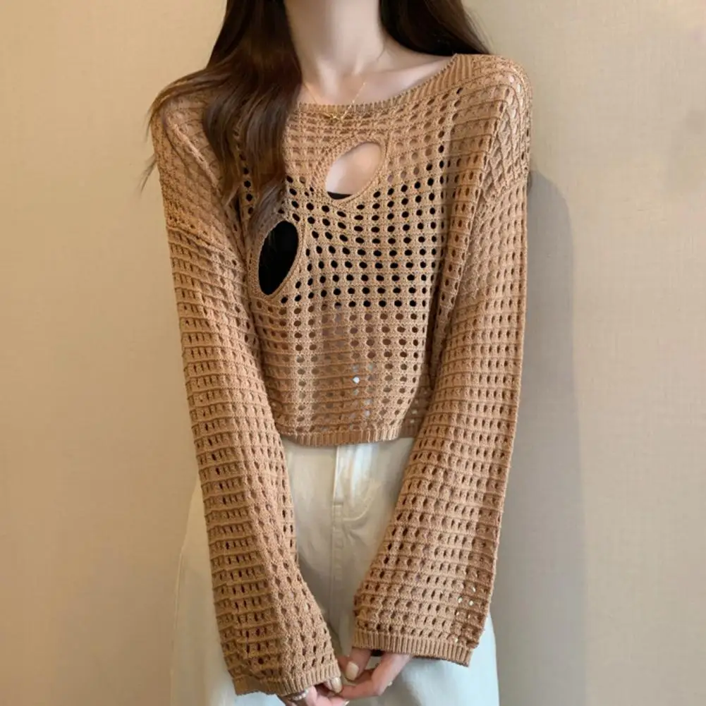 Women Shirt Stylish Women's Hollow Design Long Sleeve T-shirt for Casual Wear Loose Fit Knit Top with Round Neckline for Daily
Women Shirt Stylish Women's Hollow Design Long Sleeve T-shirt for Casual Wear Loose Fit Knit Top with Round Neckline for Daily