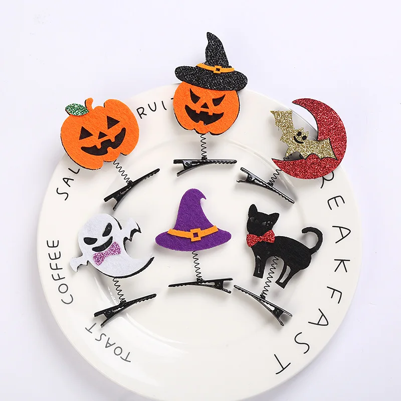 Набор забавных весенних заколок для волос на Хэллоуин с тыквой, призраком, шляпой ведьмы, элементами черного кота и летучей мыши, милыми заколками для волос на фестиваль 
Набор забавных весенних заколок для волос на Хэллоуин с тыквой, призраком, шляпой ведьмы, элементами черного кота и летучей мыши, милыми заколками для волос на фестиваль