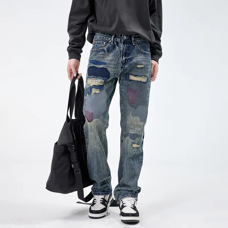 Street Fashion Men Jeans Retro Blue Loose Fit Vintage Ripped Jeans Men Embroidery Patched Designer Hip Hop Straight Denim Pants
Street Fashion Men Jeans Retro Blue Loose Fit Vintage Ripped Jeans Men Embroidery Patched Designer Hip Hop Straight Denim Pants