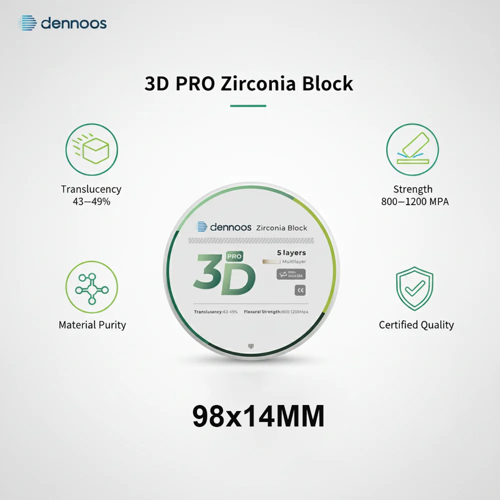 14MM Dental Lab Zirconia Block 3D PRO Multilayer Zirconia Disc Dentist Material Vita 16 Colors for CAD CAM 98mm Open System
14MM Dental Lab Zirconia Block 3D PRO Multilayer Zirconia Disc Dentist Material Vita 16 Colors for CAD CAM 98mm Open System