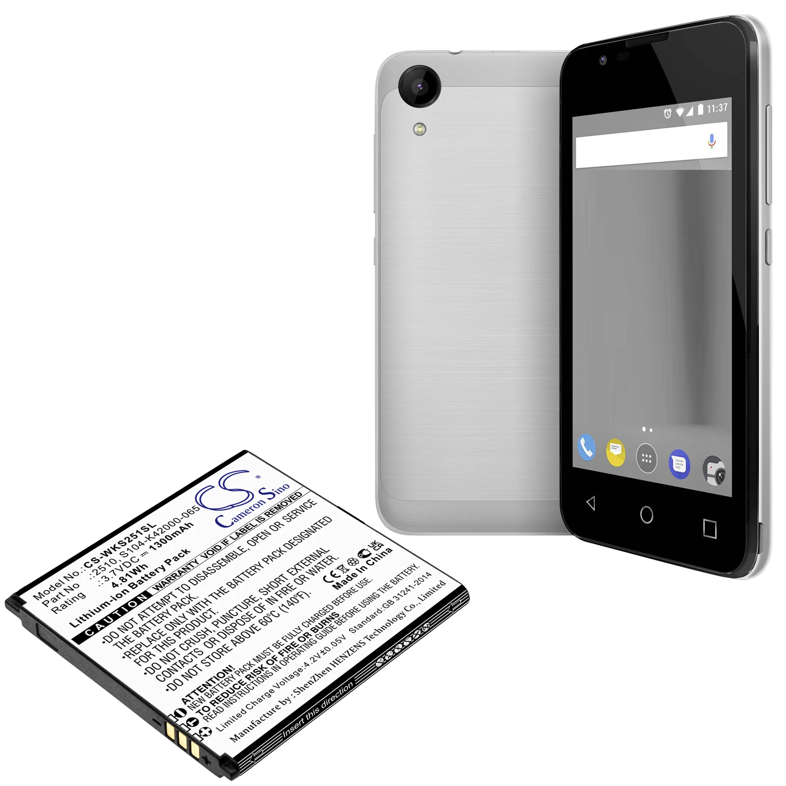 Li-ion Mobile & Smartphone Battery | 3.7V, 1300mAh | Compatible with WIKO (Sunny 2, V2510)
Li-ion Mobile & Smartphone Battery | 3.7V, 1300mAh | Compatible with WIKO (Sunny 2, V2510)