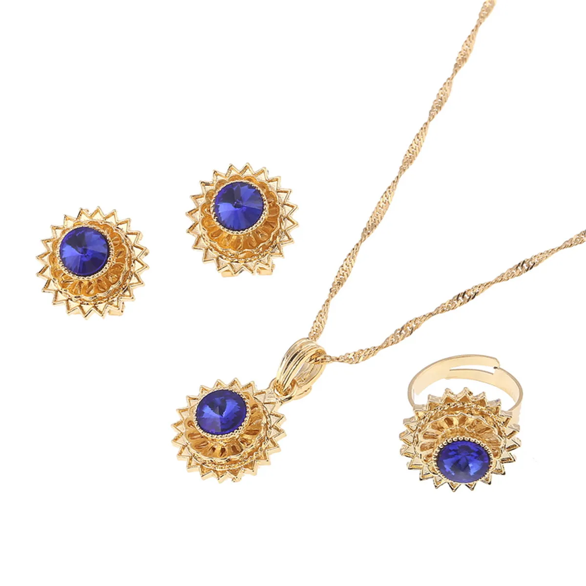 Flower Jewelry Set Ethiopian Gold Jewelry Sets Earrings Pendant Ring with Stone African Habesha Nigeria Jewelry
Flower Jewelry Set Ethiopian Gold Jewelry Sets Earrings Pendant Ring with Stone African Habesha Nigeria Jewelry