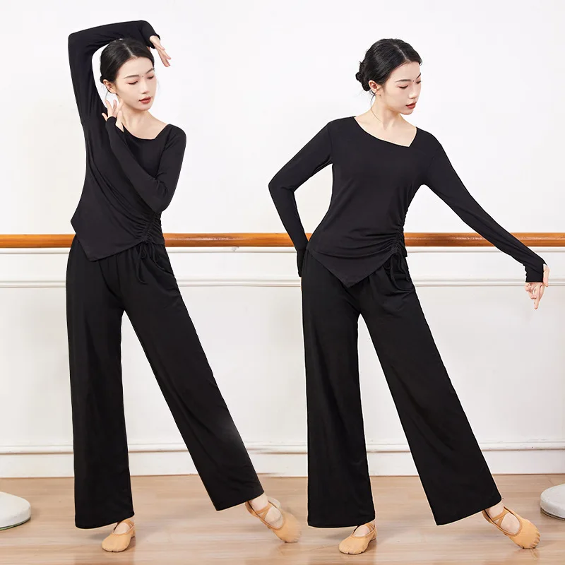 Modern dance women's finger cover practice suit straight dance wide-leg pants classical dance suit looking thin new
Modern dance women's finger cover practice suit straight dance wide-leg pants classical dance suit looking thin new