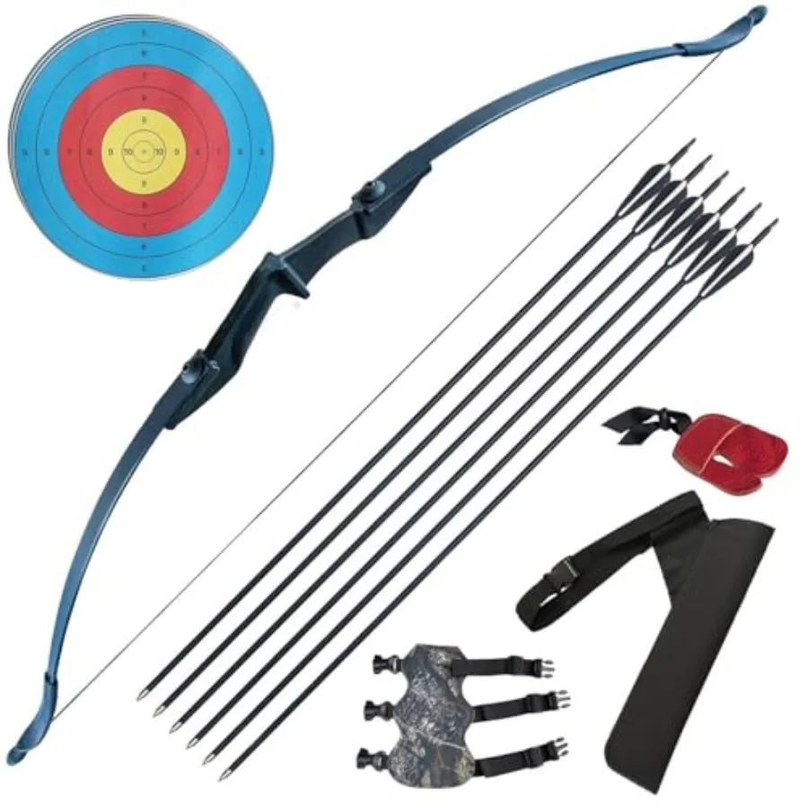 Traditional archery set for adult youth beginners: takedown recurve bow right/left-handed,30lb/40lb, wooden arrows, black finis
Traditional archery set for adult youth beginners: takedown recurve bow right/left-handed,30lb/40lb, wooden arrows, black finis